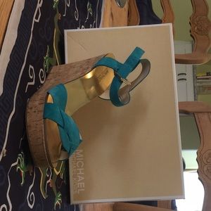 Michael Kors blue suede wedge sandal,